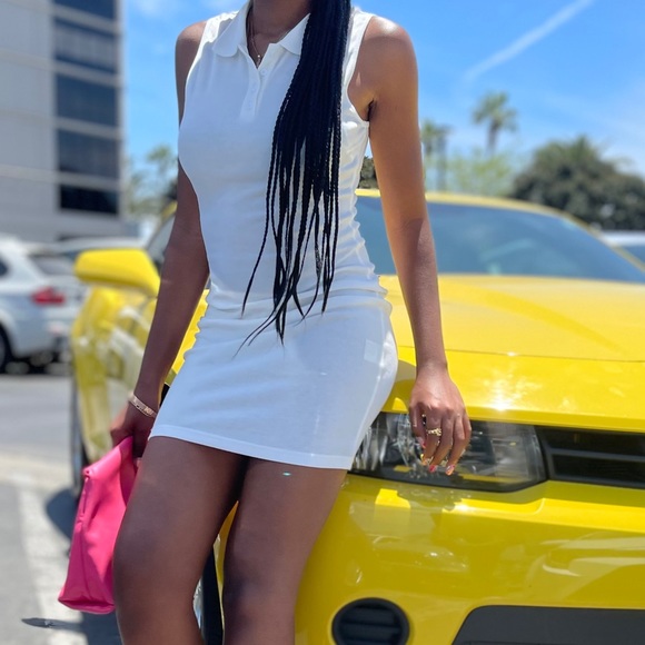 White Ribbed Dress - Picture 2 of 3